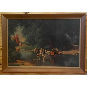 596 - Framed Textured Landscape Print on Board – 29” x 40.75”